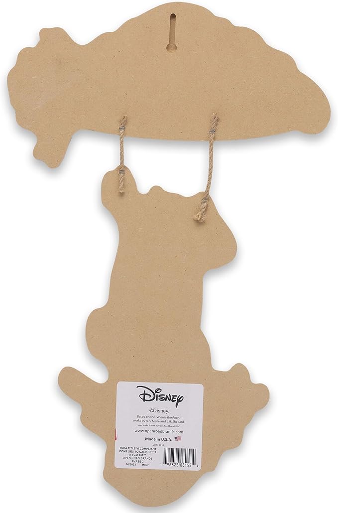 Open Road Brands Disney Winnie The Pooh Oh Happy Day Linked Hanging Wood Wall Decor - Adorable Winnie The Pooh Decoration for Kids' Bedroom or Nursery