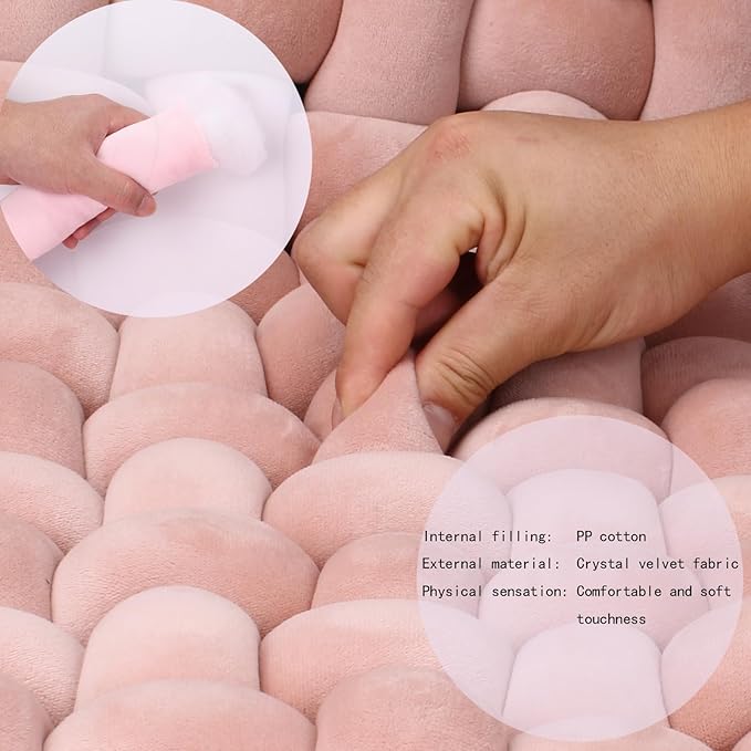 XHJRI Thickened Braided Knot Seat Mat, Knotted Floor Decorative Cushion, Handmade Baby Infant Playing Pad Nursery Rug (27.5 * 31.5 Inch,Blue)