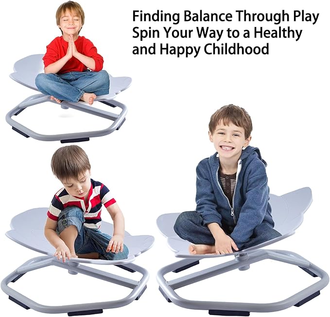 Autism Kids Swivel Chair, Spinning Chair for Kids Sensory, Kids Swivel Chair Sensory, Sensory Toy Chair, Carousel Spin Sensory Chair, Training Body Coordination (Gray)