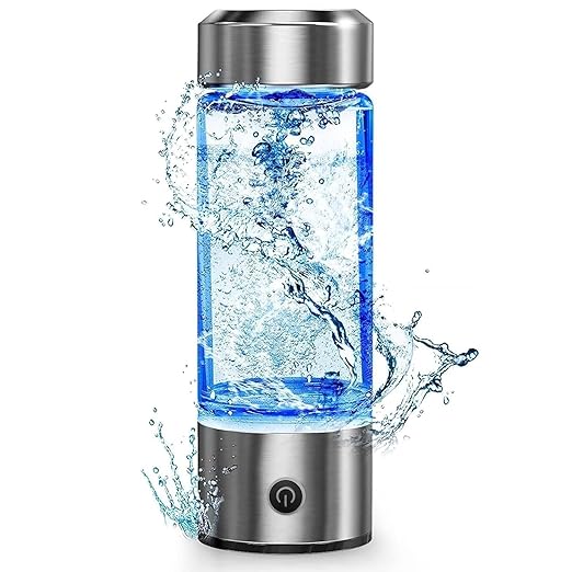 Hydrogen Water Bottle, Hydrogen Water, Portable Hydrogen Water Machine, Hydrogen Water Bottle Generator, Hydrogen Water Ionizer Glass Health Cup (Silver)