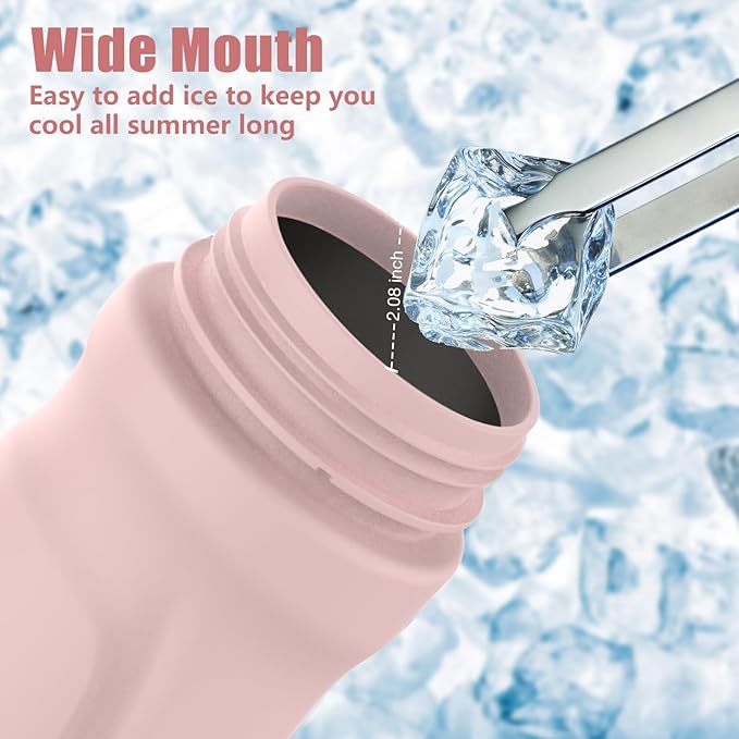 Misting Water Bottle, 24oz Insulated Water Bottle, 2-in-1 Mist & Sip Stainless Steel Water Bottles, Thermo for Hot Drinks/Cold Drinks, Sports Water Bottle for Hiking, Running, Gym, Light Pink