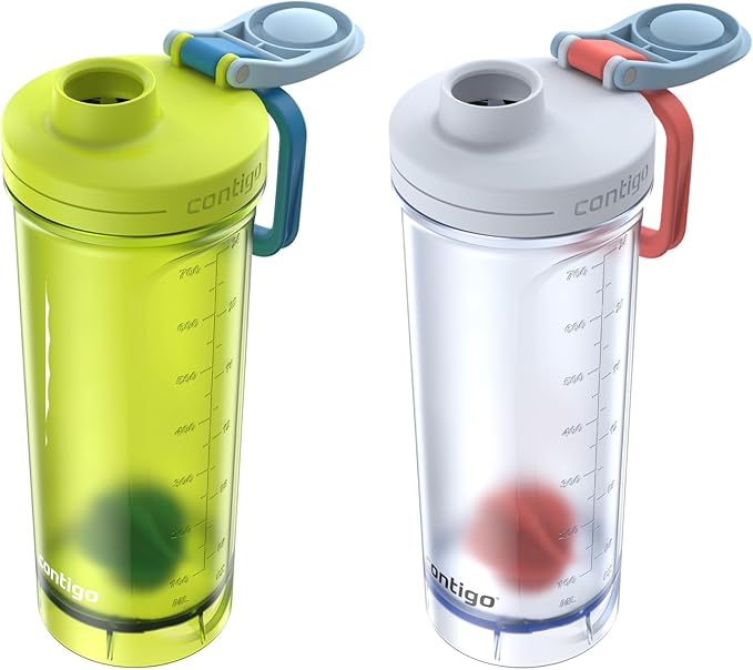 Contigo Shake & Go Fit 2.0 Water Bottle, 28 oz, Salt; Macaroon, 2-Pack