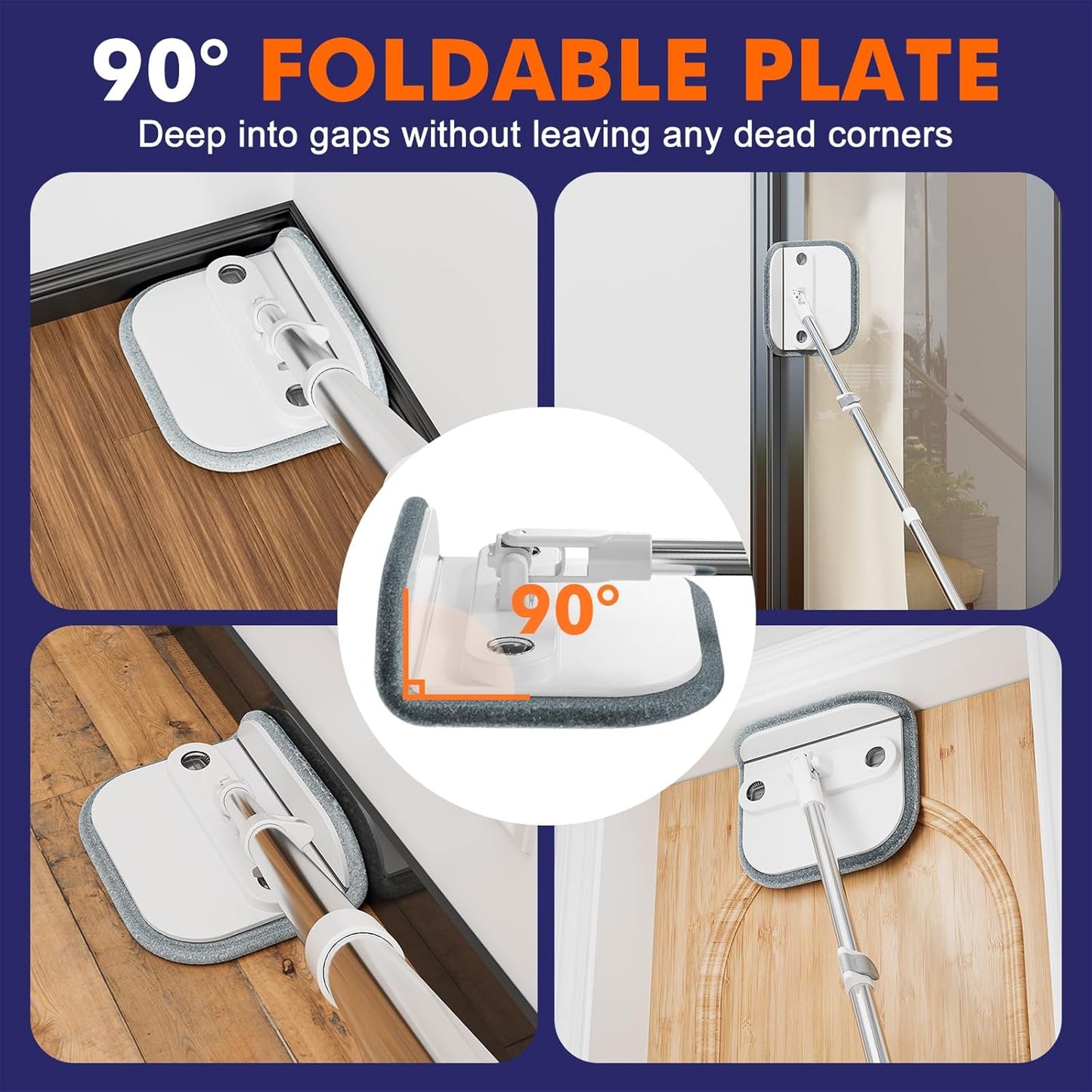 Upgraded Spin Mop and Bucket Self-Standing Mop Bucket Separate Dirty and Clean Water System Self Wringing 360° Rotating Clean Mop and Bucket Set (Light Gray, 10Pads Mop and Bucket Set)