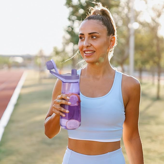 Kerilyn 32oz Water Bottle, Wide Mouth Plastic Water Bottles Chug Lid Sports Water Bottle, Reusable Water Bottle With Handle, Leak-Proof Clear Water Bottle for Travel, Fitness, Men, Women, Purple