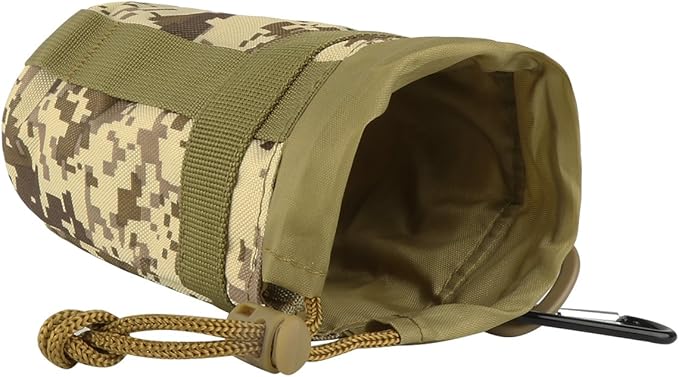 IronSeals Adjustable Tactical Water Bottle Pouch Foldable MOLLE Water Bottle Holder Drawstring Open Top Travel Water Bottle Bag