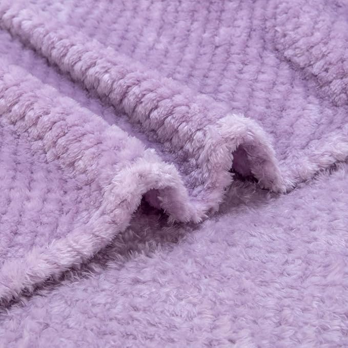 Fuzzy Throw Blanket, Plush Fleece Blankets for Adults, Toddler, Boys and Girls, Warm Soft Blankets and Throws for Bed, Couch, Sofa, Travel and Outdoor, Camping (40Wx60L, M-Lavender)