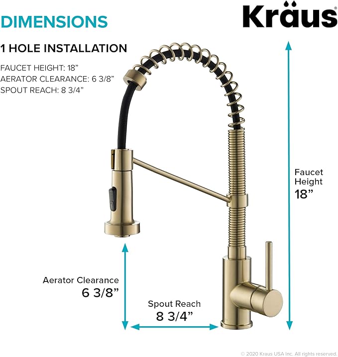 KRAUS Spot Free Bolden™ 18-Inch Commercial Kitchen Faucet with Air Gap in All-Brite™ Antique Champagne Bronze Finish