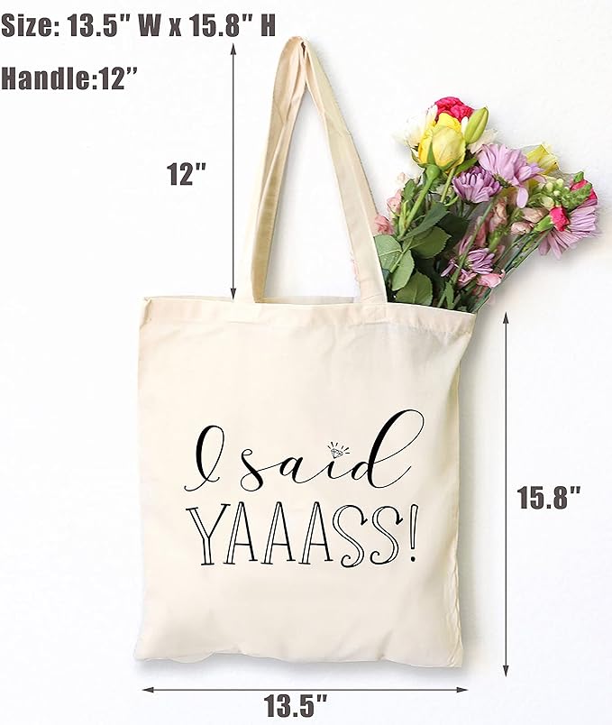 LIBIHUA I Said Yaaass – Shoulder Bag Shopping Bag Tote Bag Gift – Funny Engagement Gifts for Women - Bride to Be - Newly Engaged - Bridal Shower Gift for Bride - Bachelorette Party Gifts for Her