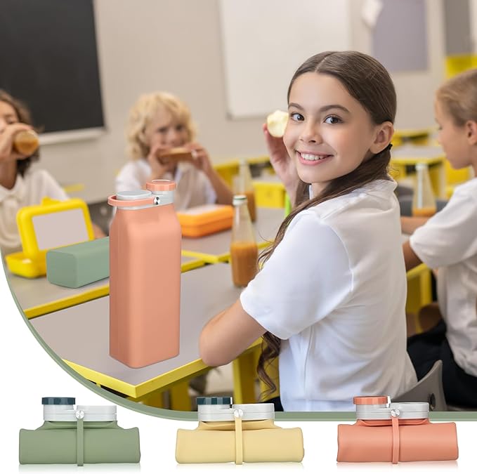 Ctosree 3 Pcs Collapsible Water Bottles 20 oz Foldable Portable Silicone Water Bottle Leak Proof Travel Water Bottle Lightweight Folding Water Bottle for Sports Traveling Hiking