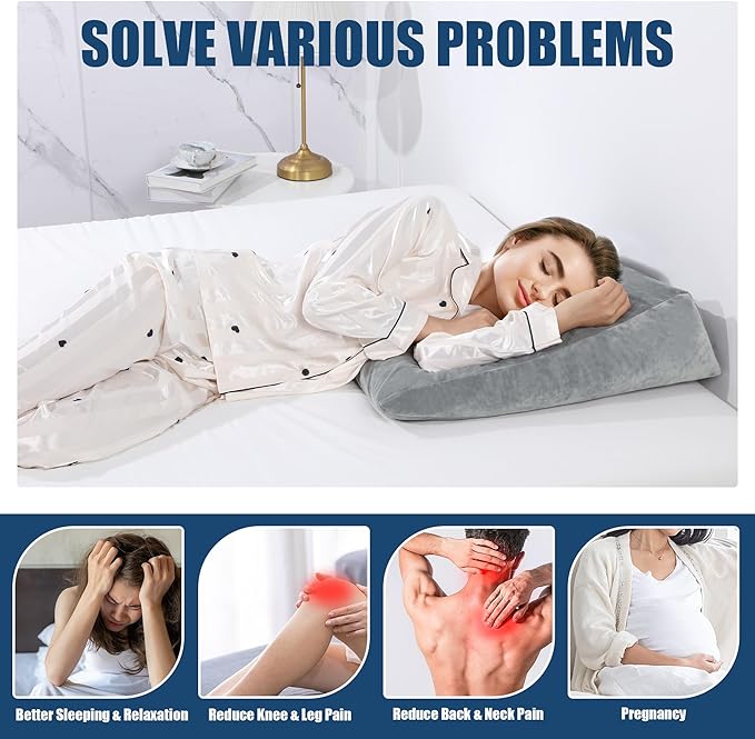 MABAZOO Adjustable Bed Wedge Pillow for Sleeping，Leg Elevation Pillow, Memory Foam Pillow for Post Surgery for Post, Back Support, Leg Elevation, Gerd Acid Reflux, Snoring