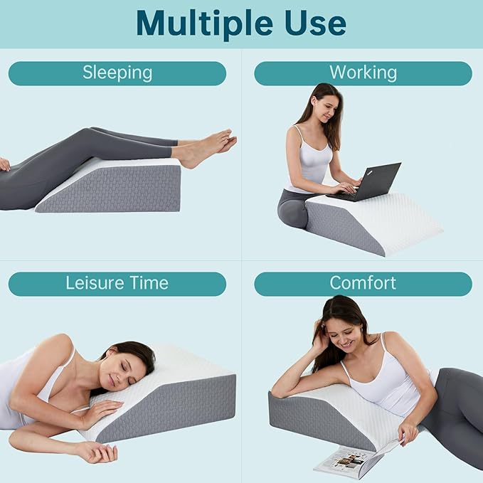 Bed Wedge Elevated Leg Pillow, High-Density Leg Rest Elevating Foam Wedge, Supportive Foam Wedge Pillow - Relieves and Recovers Foot and Ankle Injury, Leg Pain, Improves Blood Circulation