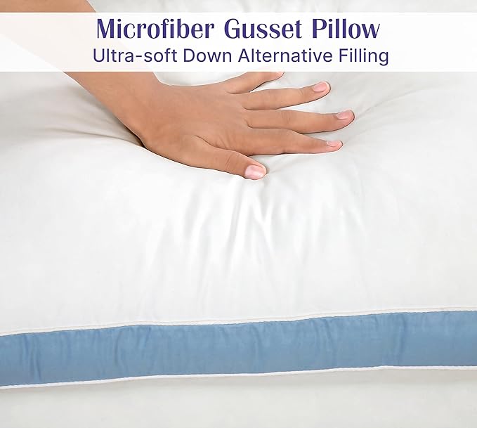 ROYALE LINENS Pillows King Size Set of 2 -Bed Pillows for Sleeping - Cooling Pillow for Back, Stomach or Side Sleepers - Down Alternative King Gusseted Pillows -Hotel Quality (20x40 Inches, Pack of 2)