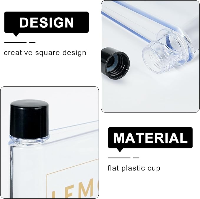 Flat Water Bottle For Travel,14oz Slim Water Bottle,Transparent Slim Water Bottle 420ml-BPA Free&Portable-Square Water Bottle Flat for Sports,Fitness,Camping,Hiking