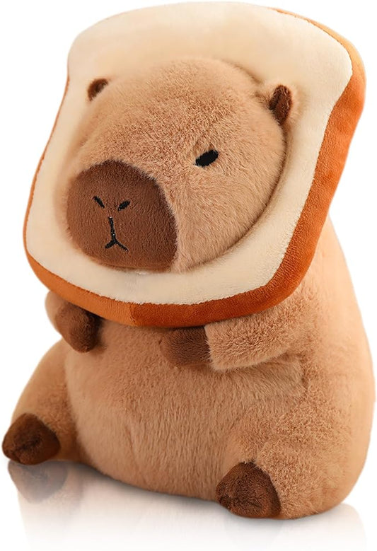 Cute Capybara Plush Kawaii Soft Capybara Plush Doll Pillow with Bread Capybara Stuffed Aniamls Toys for Girls Kids Adults Birthdays Valentines Gift 12 inch