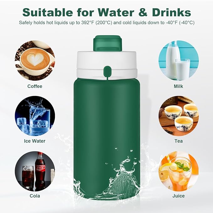 Collapsible Water Bottle, Foldable Water Bottle BPA Free Reusable Lightweight Leak-Proof Travel Silicone Water Bottle for Travel, Gym, Hiking, Office, Camping