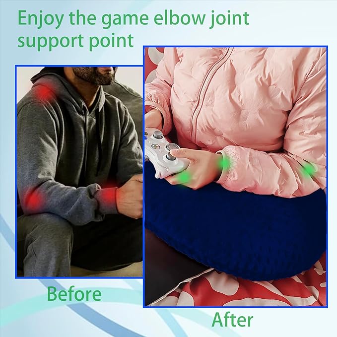 Professional Gaming Pillow for Lap; Arm Rest Pillow Gaming Lap Pillow with Crochet Support - Eliminate Pain in Gaming (Blue)