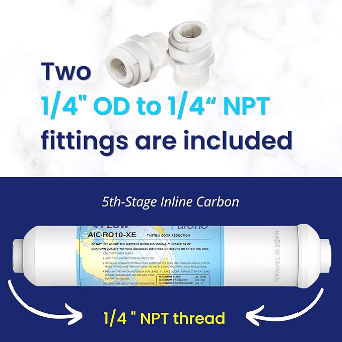 ERO 5 pc Reverse Osmosis Filters 1 Year Set, 5 Stage Reverse Osmosis Water Filter, Under Sink RO Water Filter System Kit Compatible with Most 10" Water Filtration System w/Water Filter Wrench