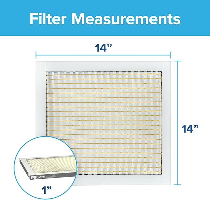 Filtrete 14x14x1 Air Filter, MPR 300, MERV 5, Clean Living Basic Dust 3-Month Pleated 1-Inch Air Filters, 6 Filters