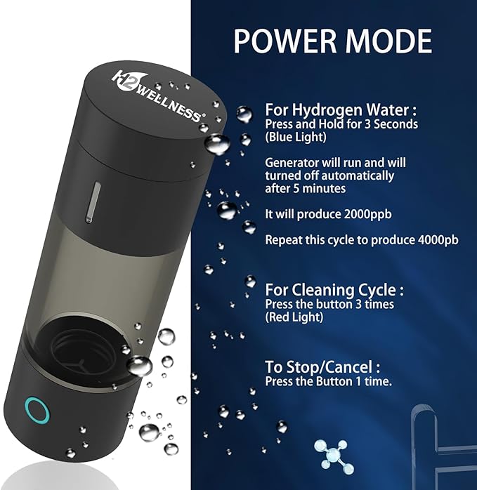 Hydrogen Water Bottle Machine Generator SPE PEM Advanced Technology, Vent with Inhaler Adapter (Polycarbonate (PC))