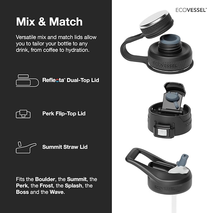 EcoVessel SUMMIT, Insulated Stainless Steel Water Bottle with Straw and Handle Flip Top Lid with Silicone Bottle Bumper Metal Water Bottle – 24 oz (Wild Magenta)