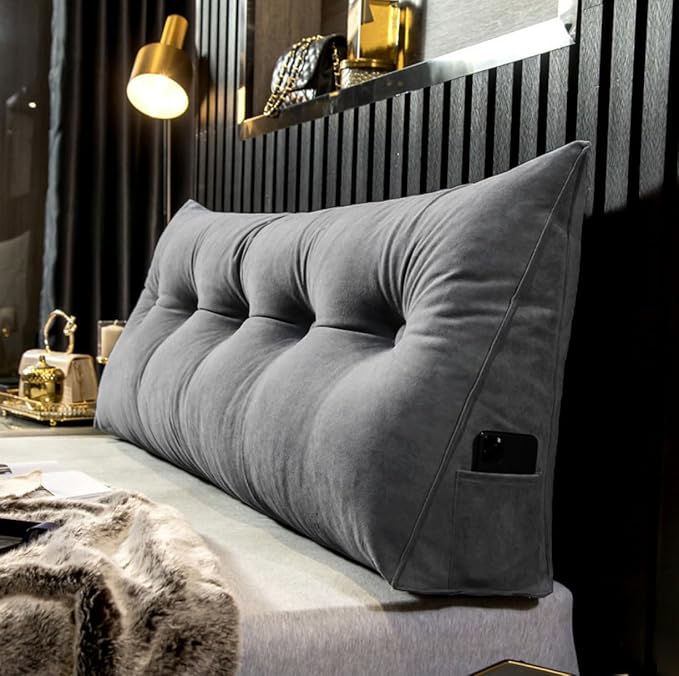 Triangular Headboard Pillow Wedge Pillow for Headboard Gap Headboard Pillow Twin Daybed Pillows Backrest Pillow with Side Pockets