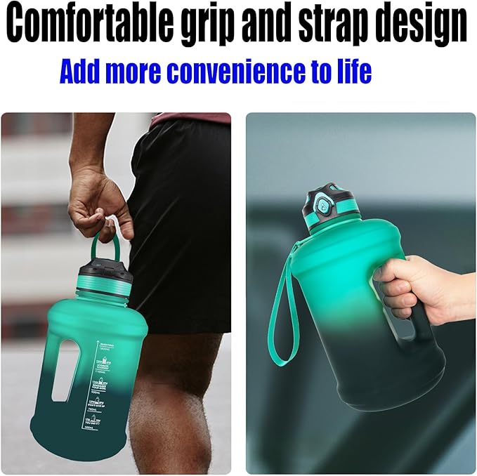 Sports Water Bottle, 63 Oz/1800mL, Leak Proof BPA Free Travel Outdoor For Men Women (Gradient_Cyan)