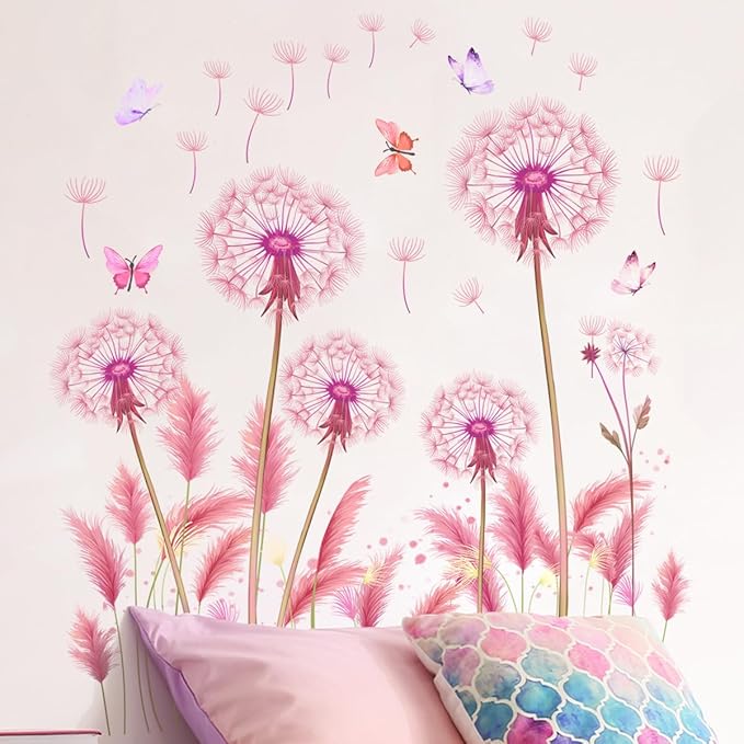 Elegant Flower & Butterfly Wall Stickers - Set of 6, 90cm x 35.43inch Decorative Vinyl Sheets