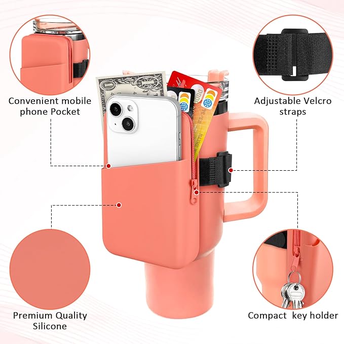 Silicone Water Bottle Pouch For Stanley Quencher Adventure 40 oz & Stanley IceFlow 20oz 30oz, Gym Accessories for Women, Stanley Cup Accessories, Water Bottle Pouch for Sports