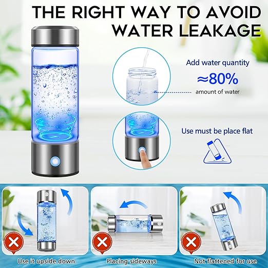 Hydrogen Water Bottle, Hydrogen Water Bottle Generator with PEM SPE Technology, 3Min Quick Electrolysis, Rechargeable Portable Hydrogen Water Bottles for Office/Travel/Exercise/Daily Drinking/Gift