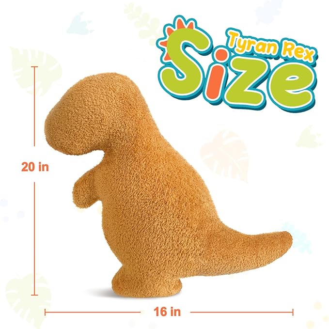 Dino Nugget Pillow Birthday Gifts for Boys Girls, Dinosaur Chicken Nuggets Pillow Funny Gifts for Teens, Dinosaur Stuffed Animal Throw Pillow Cute Dinosaur Gifts for Kids (Large, Tyran Rex)