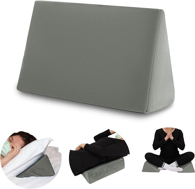 Small Wedge Pillow, Wedge Pillow for Bed Sores, Positioning Pillow, Positioning Wedge, Yoga Wedge Pillow, Mini Wedge Pillow for Laptop, Small Wedge Pillow for Chair (1 Unit, Grey)