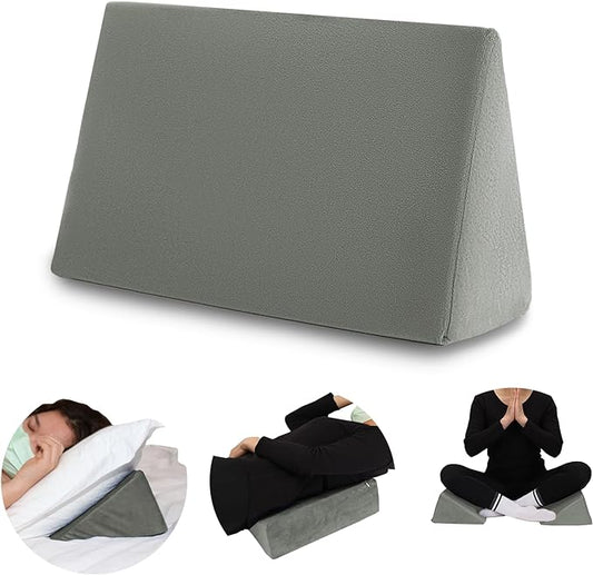 Small Wedge Pillow, Wedge Pillow for Bed Sores, Positioning Pillow, Positioning Wedge, Yoga Wedge Pillow, Mini Wedge Pillow for Laptop, Small Wedge Pillow for Chair (1 Unit, Grey)