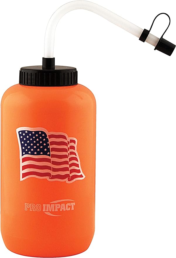 Pro Impact Squeezable Water Bottle Bendable Long Straw - LDPE BPA Free Plastic - Hydration for Baseball Hockey Gym MMA Yoga Boxing Cycling Softball Football Lacrosse (35.5 Oz.)