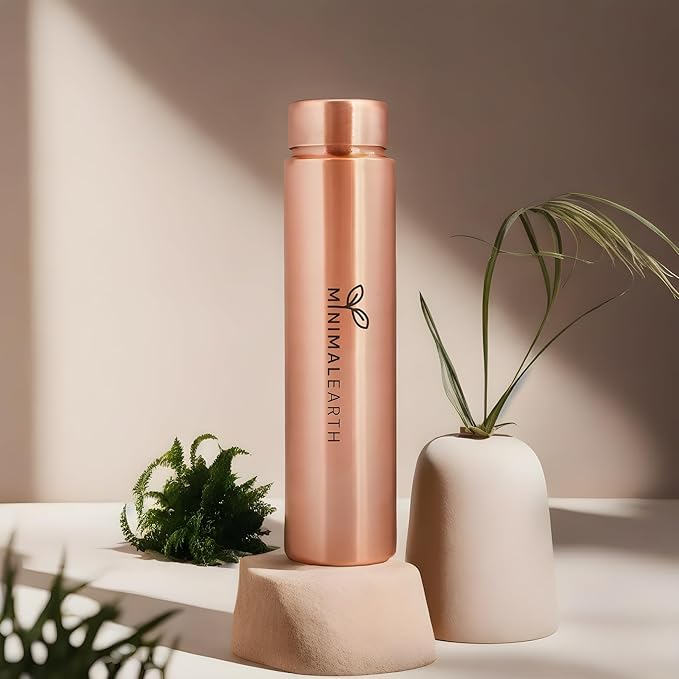 Pencil Copper Water Bottle, Minimalistic Leak-Proof Design, Solid Copper, Ideal for Gym, Office, Yoga & Unique Gift - 750 ML (25 oz)