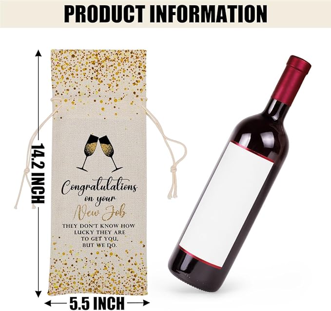 New Job Gifts Congratulations Gifts for Women Wine Bag Leaving Job Gifts Farewell Gifts for Coworkers Men Lady Teacher Doctor Friend Him Her Bestie Wine Bags