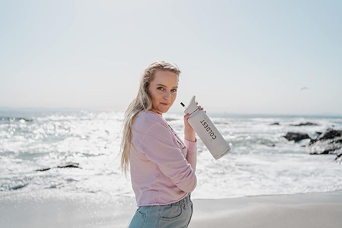 Coldest Sports Water Bottle with Straw Lid Vacuum Insulated Stainless Steel Metal Thermos Bottles Reusable Leak Proof Flask for Sports Gym (40 oz, Black Leopard)