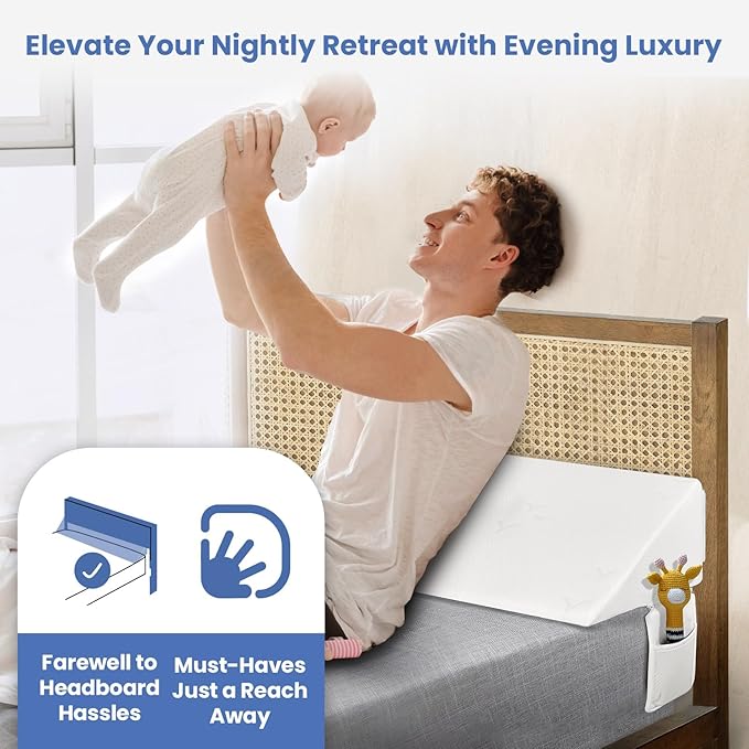 Wedge Pillow Headboard, Ultimate Comfort Bed Wedge Pillow for Headboard, Relaxation Bed Gap Filler for Twin(39"x10"x6"), Foam Pillow Wedge for Headboard Gap, Overall Bed Gap Filler.