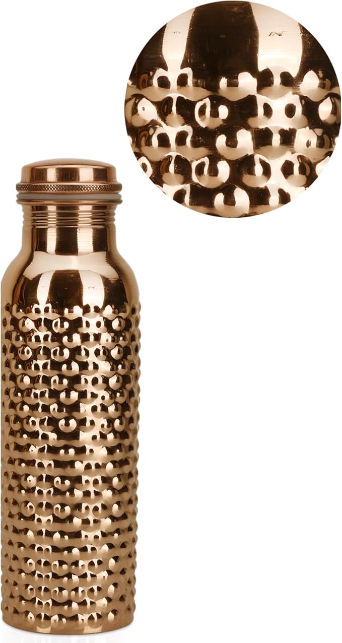 Copper Water Bottle For Drinking Black Pure Copper Ayurvedic Water Bottle 1000 ML Leak Proof,Water Bottle for Carrying Bag For for Sports, Gym,Yoga Travel,Water Bottle for Gym,Office,Hiking