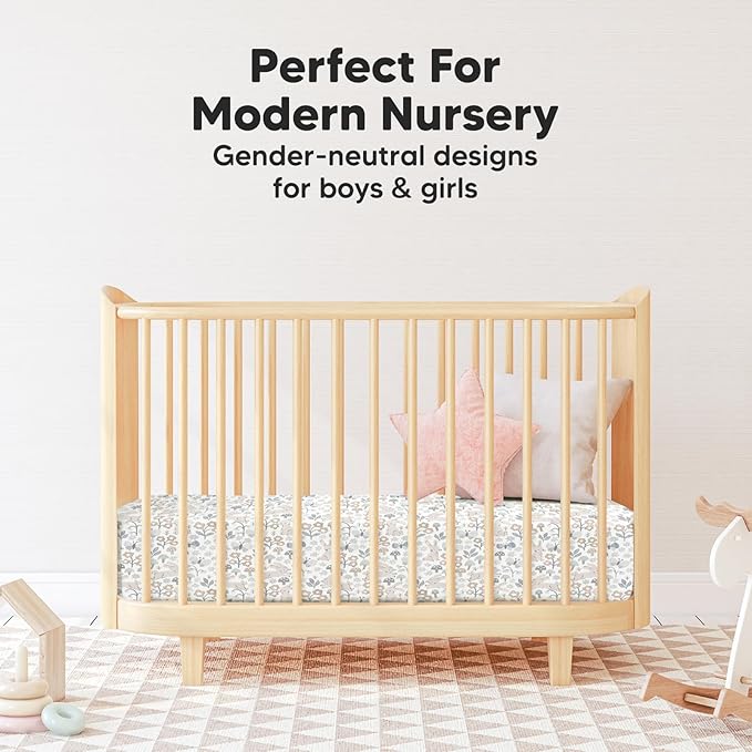 Pack and Play Sheets Fitted, 2-Pack Mini Crib Sheets - Pack N Play Sheets, Organic Fitted Crib Sheet for Pack and Play Mattress, Playard Baby Crib Sheets,Crib Sheets Neutral for Boys,Girls (Prairie)