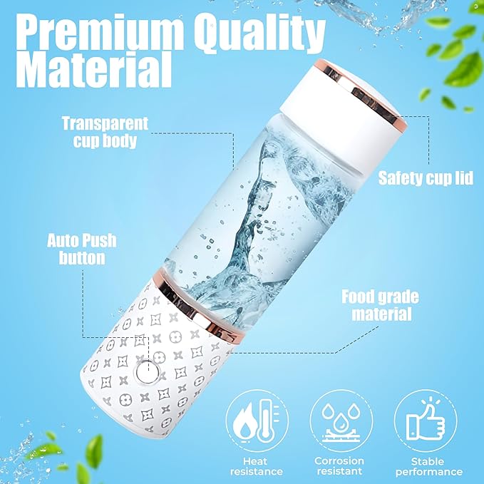 Premium Hydrogen Water Bottle Generator for Hydrogen Enriched Water – 3 in 1- USB Powered Hydrogen Water Machine with 1500-2000ppb – 5 Different Light Modes Hydrogen Bottle for Sports, On The Go