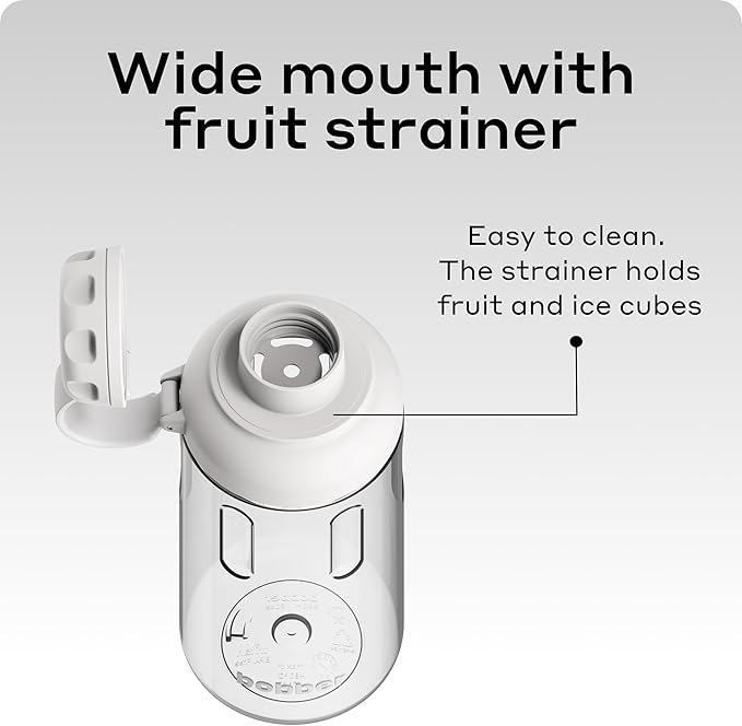 BOBBER 30 oz Clear Tritan Sport Water Bottle with Spout Lid and Handle — Dishwasher Safe, BPA Free & Leak Proof Bottle for Gym, Workout, Running — Water Diffuser Bottle for Fruit With Strainer (Grey)
