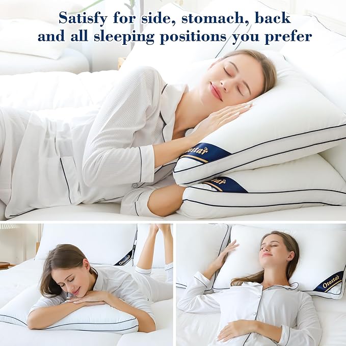 OTOSTAR Pillows Standard Size Set of 4 Bed Pillows for Sleeping Cooling Pillows 4 Pack with 3D Microfiber Filling Breathable Cover Pillows for Back Stomach or Side Sleepers Soft Fluffy Pillows for Bed
