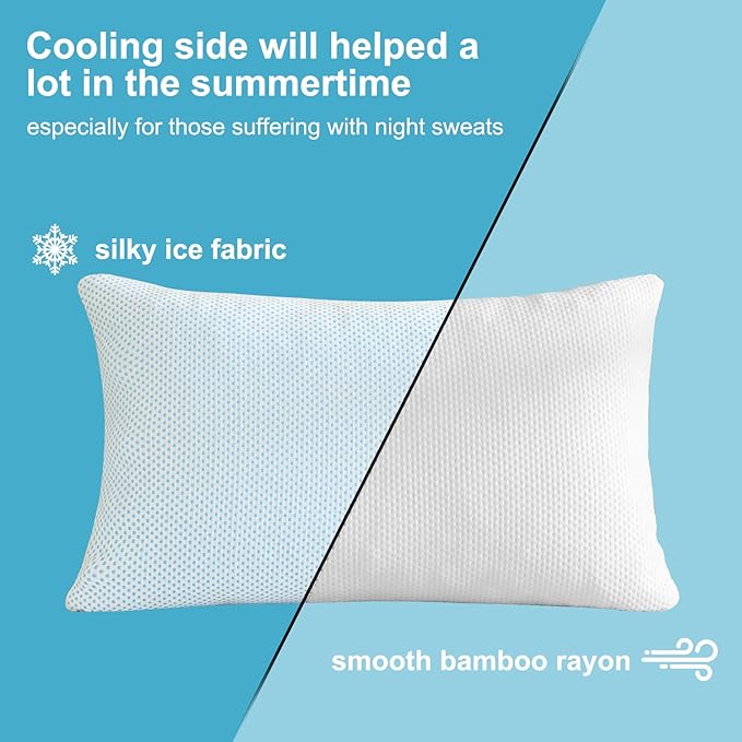 Cooling Pillow for hot Sleepers - Pillow for Side and Back Sleeper - Adjustable Bed Pillows Queen for Neck and Shoulder Pain Relief - Shredded Memory Foam Cooling Gel Pillow with Extra Fill