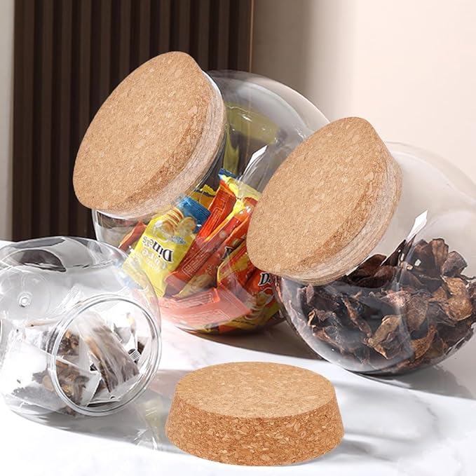 OLYCRAFT 4 Pcs Large Cork Stoppers Tapered Cork Plugs Wood Corks Lids Bottle Lids Cork Stoppers 3.7~4.3 inch Wine Bottle Stoppers Wood Jar Cork for Kitchen Wedding Favor Canning - 3.2cm Thick