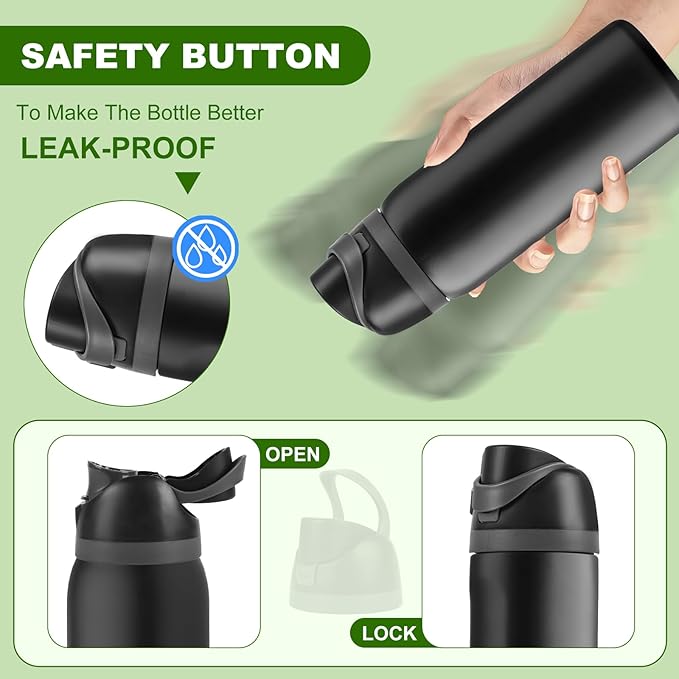 Replacement Cap for Owala Freesip Bottle, Replacement Accessories for Owala Free Sip, One Button Water Bottle Top Lid Compatible with Owala Cup 16oz 24oz 32oz 40oz, BPA-Free, No Water Leakage, Black
