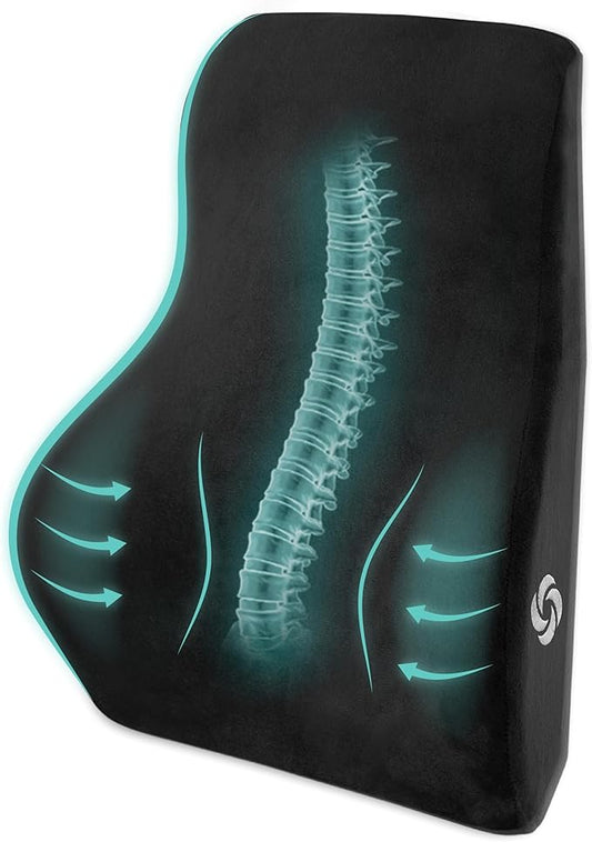 SAMSONITE, [Mid-Low] Back Support Lumbar Pillow for Office Chair or Car Seat, [HIGH GRADE - MEMORY FOAM], Boost your Back Comfort Zone, Versatile Use Supportive Cushion with Soft Plush Cover