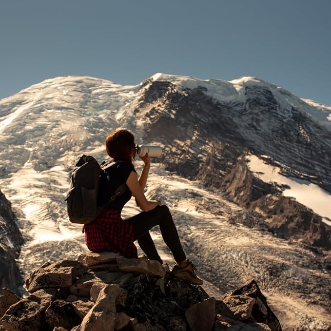Healthy Human Stainless Steel Water Bottle | Double Walled Vacuum Insulated Water Thermos for Adults | Eco-Friendly Travel Bottles with Leak Proof Lid (Brushed Steel, 21 oz/ 621 ML)
