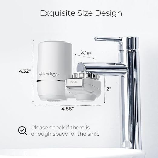 Waterdrop Ultra Filtration System for Skin Care, Faucet Water Filter, NSF Certified, 320 Gallons, Tap Water Filter, Reduces Chlorine, 𝐅𝐢𝐭𝐬 𝐒𝐭𝐚𝐧𝐝𝐚𝐫𝐝 𝐅𝐚𝐮𝐜𝐞𝐭, White(1 Filter)