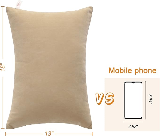 BEDSUM 2 Pack Pillows, 13"x18" Microfiber Pillows for Travel, Pets, Soft and Machine Washable Small Pillows for Neck, Wrist, and Knee Comfort, Taupe