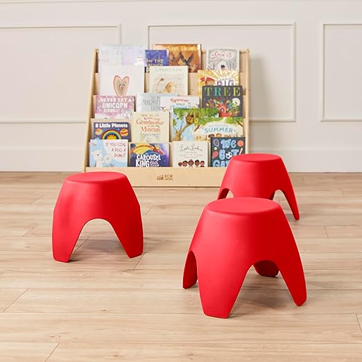 ECR4Kids Ayana Stool Set, Flexible Seating, Red, 4-Pack